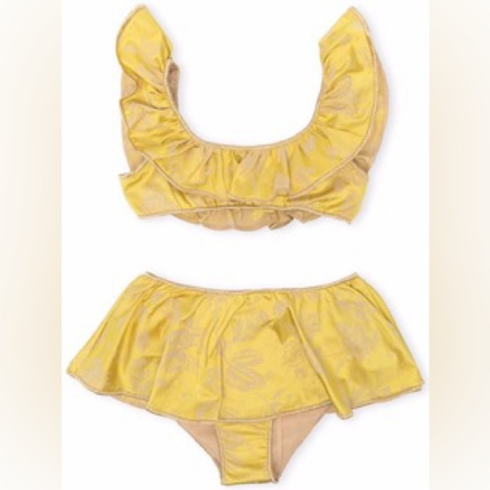 Oseree Girls Yellow Ruffled Bikini Set